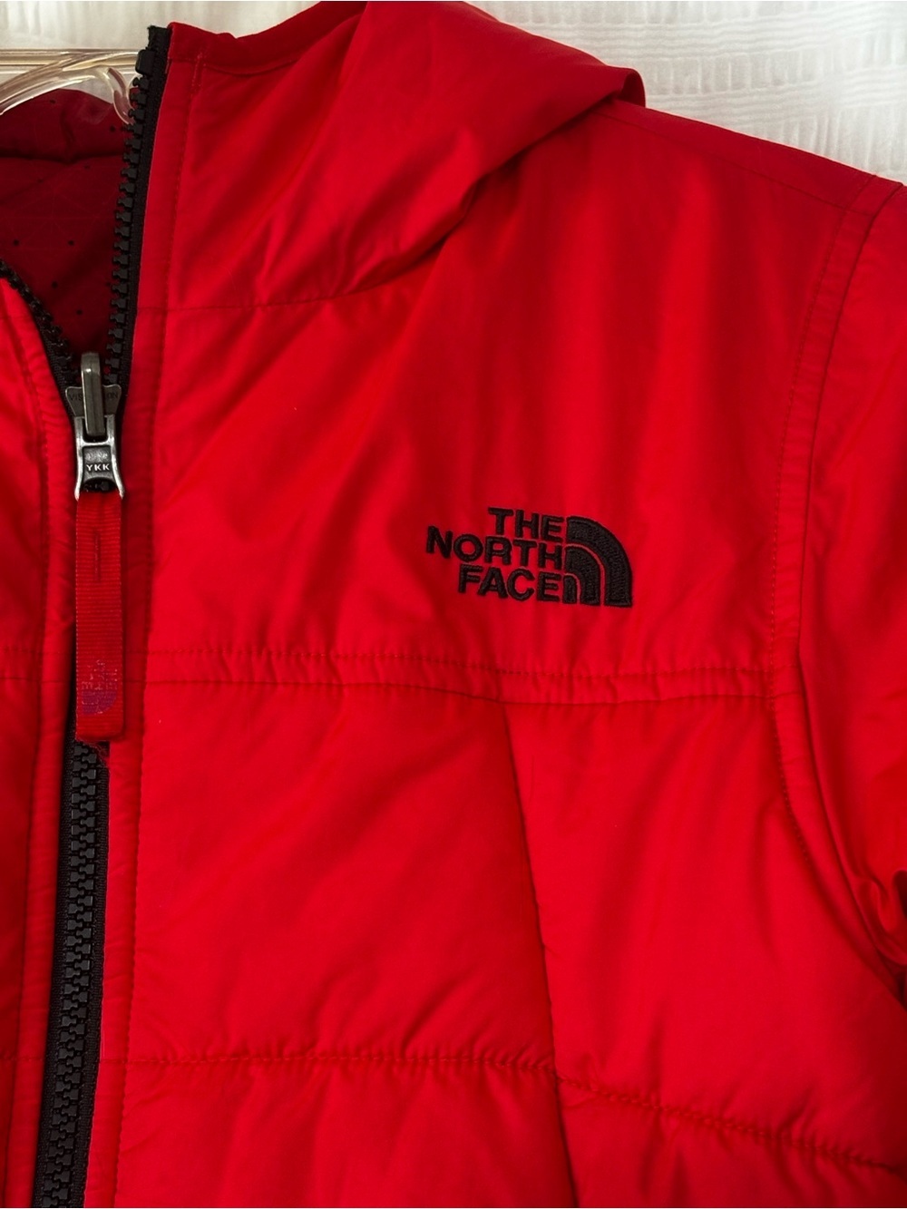 North Face Reversible Jacket Hooded Red on Red Sz Small - Picture 10 of 14